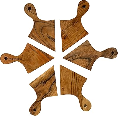 Pizza service board The Earthy House | Wooden service plate | pie plate - set of 6 (diameter 27 cm).. Get more, save more — only on DIAYTAR Nigeria.
