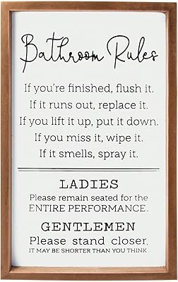 Villeette bathroom rules panel - Toilet wall decoration - Farm ornament - Funny gift for men and women - Vertical 16 x 9.5 inches.. DIAYTAR NIGERIA: Simplifying access to thousands of products with affordable nationwide shipping.