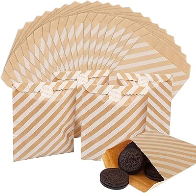 50pcs Bags with paper cookies, paper candy bags for packaging, kraft paper bags for birthday parties, events, weddings and celebrations, 13 x 18 cm.. Transform how you shop with DIAYTAR NIGERIA's vast selection and budget-friendly delivery options.