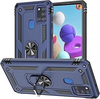 Rigid anti -silicone protection shell with tempered glass screen protector and support ring for Samsung Galaxy A21S, Blue.. Get your essentials without leaving home — thanks to DIAYTAR Nigeria.