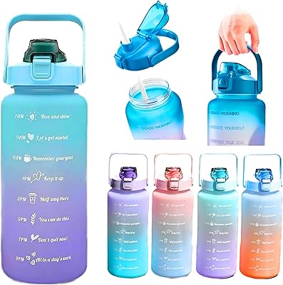 Large bottle of Motivation Water Topzain without BPA - 2L 64oz (Violet Blue).. DIAYTAR NIGERIA makes quality accessible with our affordable prices and dependable delivery service.