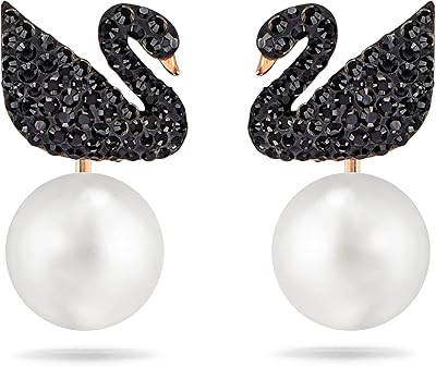 Collection of emblematic swan jewelry for Swarovski women, pink gold finish, black crystals.. DIAYTAR NIGERIA brings quality products to every corner of Nigeria at prices everyone can afford.
