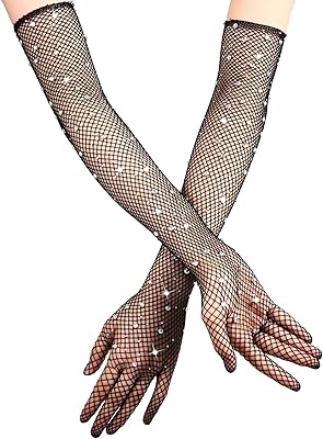 Female and girls resounding gloves, themed party costume accessories from the 80s, black gothic disco dancing costume without finger, fancy dress accessories.. DIAYTAR NIGERIA: Your partner in affordable online shopping with dependable delivery within 8 days.