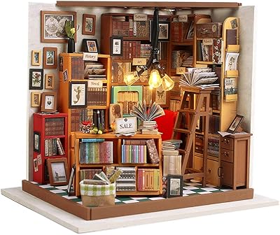 Miniature Phosulis miniature doll with bookstore furniture, 3D miniature wooden house, miniature library miniature house kit 1:24 (SAM study).. DIAYTAR NIGERIA: Making online shopping accessible with affordable prices and nationwide delivery service.