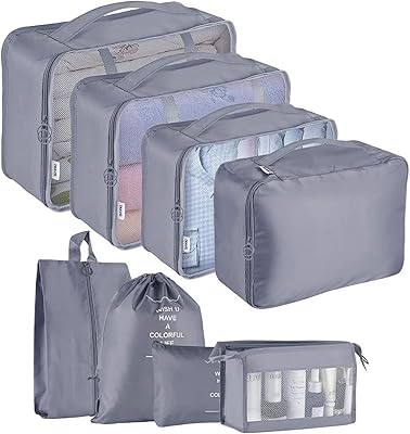 Nikomi 8 Set of luggage packaging cubes, travel luggage organizer, travel packaging set with clothing storage bag, shoe bag, toiletry and underwear bag (gray).. Elevate your shopping experience with DIAYTAR NIGERIA's vast catalog and budget-friendly options.