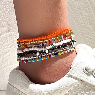 Zichimp Boho ankle bracelets for women 7 colored pearls.. E-commerce made for Nigeria — fast delivery and low prices at DIAYTAR.