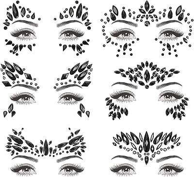 6 leaves of temporary face cream, jewelry in black rhinestones for women and children, party gift.. DIAYTAR NIGERIA: Where quality meets affordability, with thousands of products delivered in less than 8 days.