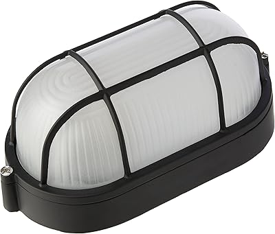 Oval bulb lamp Knights Bridge TPOV60B IP54 with metal shielding and glass diffuser, 60 W, black.. Experience the DIAYTAR difference with our vast product selection and delivery within 5-8 days.