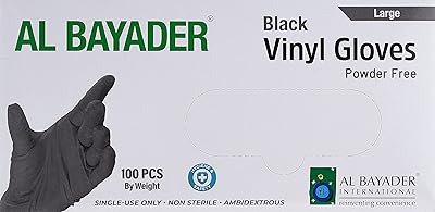 Disposable gloves in vinyl without powder for medical examination al bayader, without powder, black - size L (pack of 100 pieces).. DIAYTAR NIGERIA: Your affordable marketplace with reliable 5-8 day shipping across Nigeria.