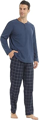 Sets of winter pajamas for men, long -sleeved Henley super soft and low checkered in flannel, fleece pajamas, night clothes for men.. DIAYTAR NIGERIA combines extensive product options with budget-friendly prices, delivered in 5-8 days.