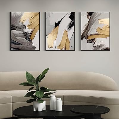 Wall art on canvas with an abstract frame in gold, gray and black (black frame).. DIAYTAR NIGERIA: Your one-stop e-commerce destination with affordable prices and nationwide delivery in 5-8 days.