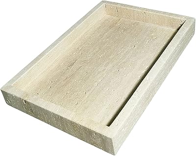 Beige travertine colored Wave tray, size 30 x 20 x 4 cm.. DIAYTAR NIGERIA: Where countless products meet affordable prices and reliable nationwide shipping.