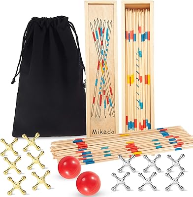 2 games of wooden collection sticks with box comprising 2 red rubber balls and 20 metal cylinders for Christmas gifts.. DIAYTAR NIGERIA transforms online shopping with competitive prices and dependable nationwide delivery.
