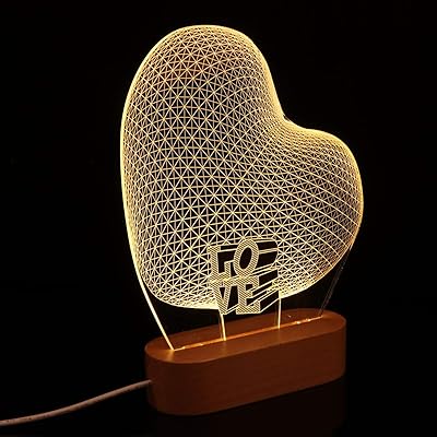 3D-shaped 3D night light, 3D illusion lamp supplied by USB, wooden base, gifts for girlfriend, Valentine's Day, Birthday and Wedding.. Order now, relax later — DIAYTAR Nigeria ships in 5 to 8 days.