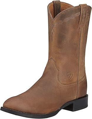 Ariat Heritage Roper Square Toe Wide Western Boot - Traditional leather boot for men, powdery brown, 40 eu.. Explore fashion, tech, home goods, and more on DIAYTAR Nigeria — always affordable, always fast.