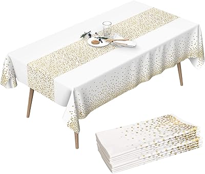 Newthinking lot of 8 plastic layers with pea 54 \ "x 108 \", rectangular party table covers, for barbecue picnic, birthday party, wedding, reception, nuptial showers (golden polka dots, 54 \ "x 108 \" (8pack)).. Nigeria's favorite online shopping platform, DIAYTAR offers unbeatable prices and delivery within a week.