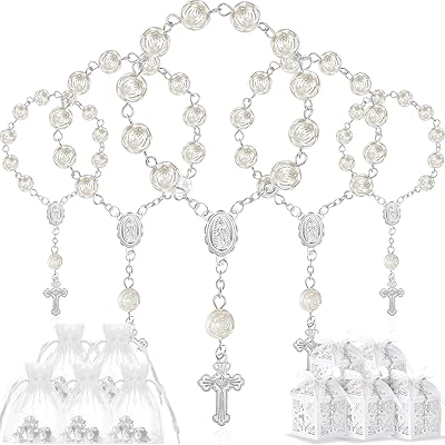 Baptism gift box of 100 pieces comprising a rosary of ivory acrylic pearls of the bags.. DIAYTAR NIGERIA: Making quality products accessible to all Nigerians at affordable prices.
