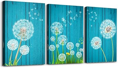Blue dandelion wall art for living room, print on canvas for bathroom wall, interior decoration, bedroom, 12 x 16 inches/room, 3 water grain water panels.. Whether it’s gadgets or groceries, DIAYTAR Nigeria delivers in less than 8 days.