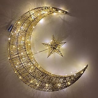 Ramadan lantern with Ramadan curls and decorations, LED Mubarak LED crescent lamp with decorative battery and lamps for part of 50 cm with 100 LED bulbs.. DIAYTAR NIGERIA: Making online shopping accessible to all Nigerians with our affordable platform.