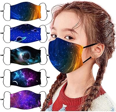 [US stock] 5 Packages of protective masks for reusable and washable children in soft cotton for boys and girls, stars space, adjustable earrings.. Experience shopping freedom with DIAYTAR NIGERIA's vast selection and dependable nationwide shipping.