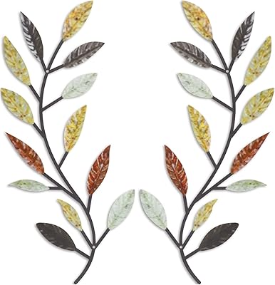 Metal wall decor with vine leaves and wrought iron olive branch that can be draped on the bed, living room and outdoor decoration (multicolored 2 rooms).. Shop smart, shop DIAYTAR - Nigeria's most affordable e-commerce platform with nationwide delivery.