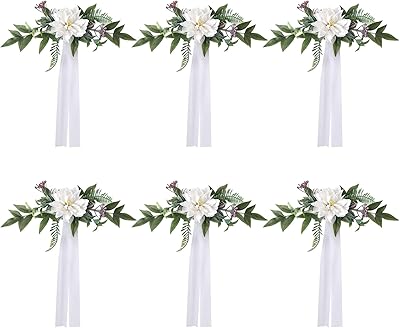 Qaziuy Lot of 6 Wedding Chair Folders, Wedding Chair Decorations, Artificial Church Flowers with Leaves for Wedding Ceremony.. Unlock access to a wide range of products with DIAYTAR NIGERIA's affordable e-commerce platform.