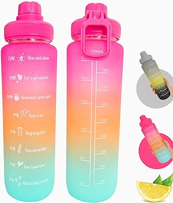 Bottle of motivation water 1L with time markers, bottle of reusable tritan fitness water and waterproof for men women children.. DIAYTAR NIGERIA: Where affordability and variety come together with nationwide 5-8 day delivery.