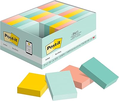 Small recyclable sticker notes of post it, 24 pieces, 1.5 x 2 inches, the most popular in America and the Marcie L. Collection, in pastel colors (blue, pink, mint, yellow) (653-24a).. Shop with ease at DIAYTAR NIGERIA and enjoy our extensive product range delivered at affordable rates.