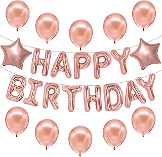 Happy birthday balloons in pink gold - big, pack of 25 | Happy birthday decoration in pink gold | Mylar and latex leaf | Party supplies for girls.. DIAYTAR NIGERIA provides endless shopping possibilities with affordable prices and prompt delivery service.