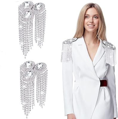 Shoulder badge with pompom in rhinestones, decoration for women, shoulder badge for jacket, clothing accessories (silver).. DIAYTAR NIGERIA: Where shopping meets satisfaction with affordable prices and prompt delivery services.