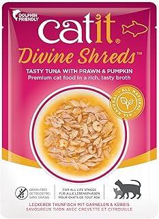 Catet, Divine Shreds Delicious Tuna with Shrimp and Pumpkin Food for Superior Quality Cats, 75 g, 18.. The smarter way to shop online in Nigeria is through DIAYTAR Nigeria.