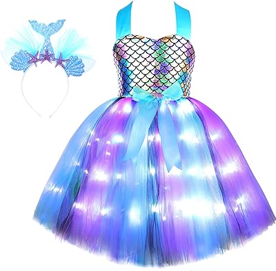 Sirène costume for girls al aoyama, princess tutu dress lit by led for Halloween and birthday with banner 3-8.. DIAYTAR NIGERIA delivers on every promise with our affordable prices and nationwide delivery service.