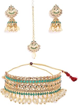 Zephyri pearl jewelry set, women's short necks (gold) (ZPFK9578).. DIAYTAR NIGERIA: Where every purchase is affordable and delivery is always within a week.