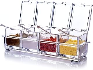 Set of pots and acrylic spice containers for the house, salt and spice dispenser, set of 4.. DIAYTAR NIGERIA: Your affordable gateway to thousands of products delivered within a week.