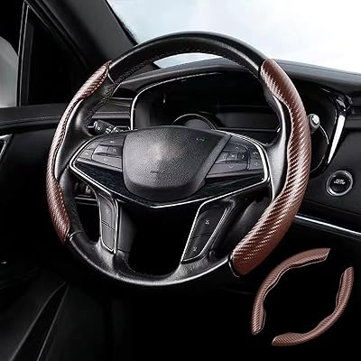 Carbon fiber-fiber-fiber-coverage valiant, craddling non-slip steering wheel protector, car accessory for women and men, adapted to most models (brown).. Skip the traffic, shop online — DIAYTAR Nigeria brings it to you.