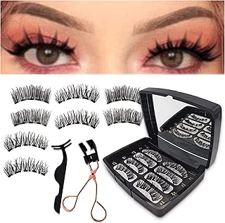 Set of glue -free magnetic eyelashes, false synthetic eyelashes, reusable flexible magnets, false eyelashes of natural appearance, 3D extension with double magnets, soft soft eyelashes with tweezers for women.. DIAYTAR NIGERIA delivers happiness in 5-8 days with our affordable and diverse product range.