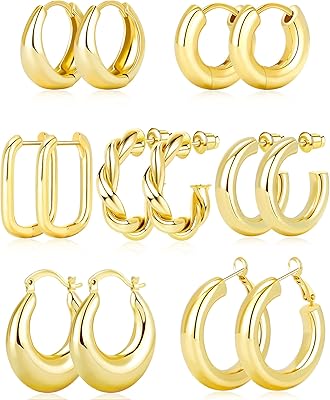 Set of golden golden earrings for women, thick thick, gold plated 14 carats, twisted Creole earrings for girls, light gift.. Find everything you need at prices you'll love with DIAYTAR NIGERIA's comprehensive e-commerce platform.