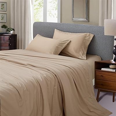 JSD Bed set as a beige bamboo mixture for King size bed, breathing with a soft and silky touch, 4 -room bedroom 16 inch with very deep pocket.. Browse endless categories on DIAYTAR Nigeria — your items delivered in just days.