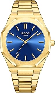 Nibosi analog watch with simple octagonal dial for men, waterproofed waterproof watch with golden stainless steel bracelet.. DIAYTAR NIGERIA combines affordability, variety, and convenience with nationwide delivery services.