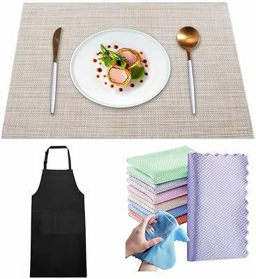 Set of 8 table sets, washable table sets, thermally insulated and stains resistant, women and men's apron with 2 pockets and cleaning cloth for dining table size 45 x 30 cm.. Your new favorite way to shop online — DIAYTAR Nigeria.