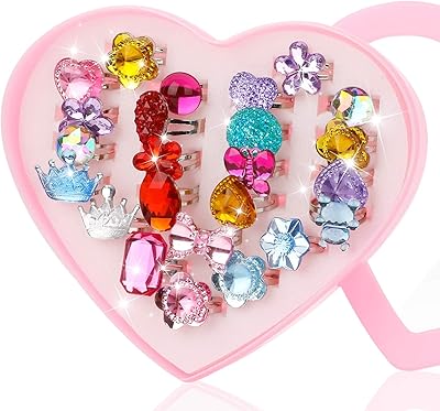 24 Pieces in adjustable crystal rings for girls, princess jewelry, rings with heart box, game rings for little girls.. DIAYTAR NIGERIA provides endless shopping possibilities with affordable prices and prompt delivery service.