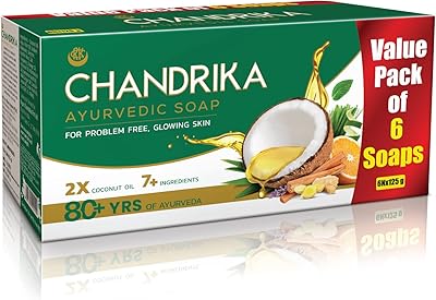 Ayurvedic craft soap Chandrika, 125 g (pack of 6).. Discover the perfect shopping experience with DIAYTAR NIGERIA's vast selection and prompt delivery service.