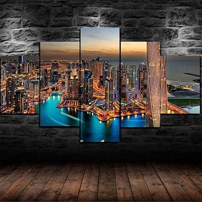 Befcenol A 5 Pieces Painting On Canvas Printed Murale Adbi City Burj Dubai, interior decoration tiles, images with creative oil gifts for living room bedroom, work of art ready to hang.. Your e-commerce hub for everything — DIAYTAR Nigeria has you covered.