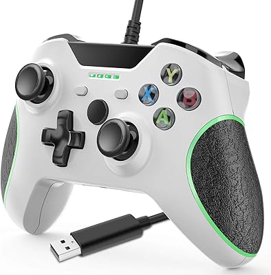 Xbox One wired remote control, USB remote control with double vibration and audio socket for Xbox One/XS/S PC Windows 7/8/10 (White).. Shop with purpose and save with DIAYTAR NIGERIA's extensive platform and nationwide delivery service.