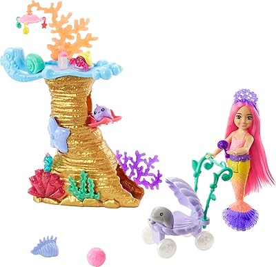 Barbie Mermaid Power game set with Chelsea doll, 4 animals, coral reef playground, stroller and accessories, children's toy aged 3 and over.. Experience hassle-free shopping with DIAYTAR NIGERIA's user-friendly platform and prompt delivery service.