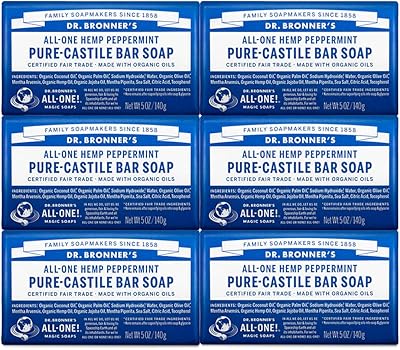 Pure Castile soap (peppermint, 15 ml, package of 6) - Made with organic oils, for the face, body and hair, soft and hydrating, biodegradable, vegan, without cruelty towards animals, without GMOs... Your complete shopping solution, DIAYTAR NIGERIA delivers variety and value within the week.