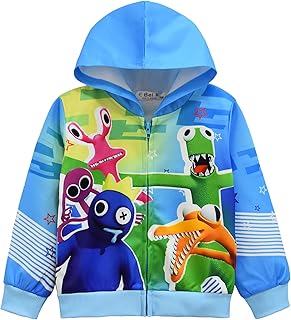 Hoodie for long -sleeved boy and zipper decorated with colored graphics Rainbow Friends, nice blue hooded sweatshirt suitable for youtube game.. Shopping made simple with DIAYTAR NIGERIA's vast selection and budget-friendly nationwide delivery.