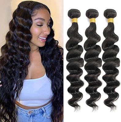 Brazilian batch weaving loose wave of quality 10a, 100 % human hair virgin Remy, unprocessed, Deep Wave, 3 lots per Elee's Hair for black women, natural color, 22, 24, 26 inches.. With DIAYTAR Nigeria, your wishlist becomes reality, fast.