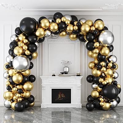 124pccs Kit d'Arche de Garlande Ballons Noir et Or 5 10 18 inches en latex.. DIAYTAR NIGERIA: Where affordability meets reliability with thousands of products delivered promptly.