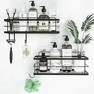 Kink Max 2 -room Kink MAX shower shelves - Sticker support with 4 hooks - Large stainless steel wall shelf without drilling - Aesthetic interior bathroom organizer - Black matt.. DIAYTAR NIGERIA: Where affordability and variety meet with convenient delivery within 8 days.